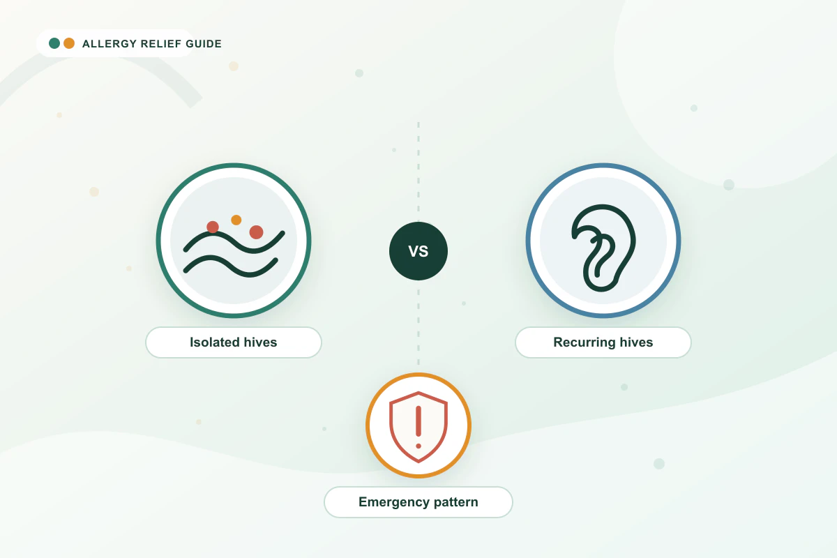 Best Antihistamine for Hives medical illustration with skin, ear, emergency guidance cues