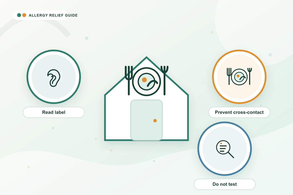 Egg Allergy medical illustration with ear, food, testing guidance cues